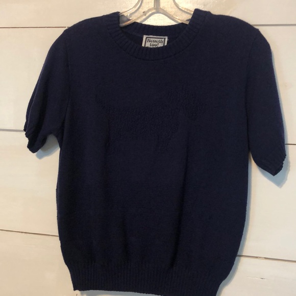 Vintage Kenneth Too navy Scottie dog print sweater - Picture 1 of 5